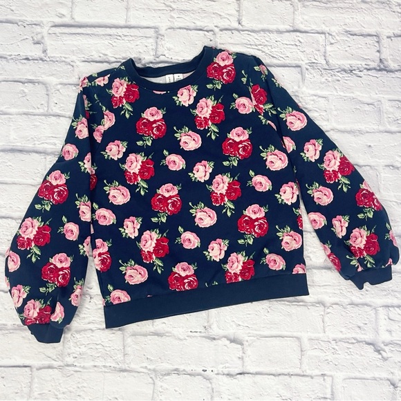 Janie and Jack Other - Janie and Jack Girls Navy Floral Sweatshirt | Size 10 | Roses | Cozy Classic